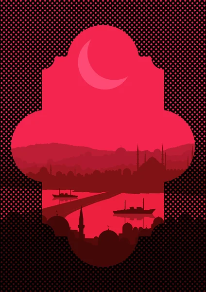 Vintage türkische Stadt Istanbul Landschaft Illustration — Stockvektor
