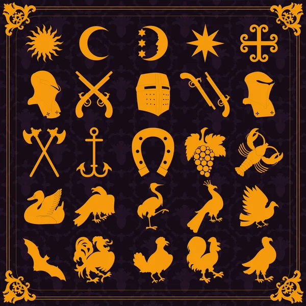 Vintage medieval elements illustration collection — Stock Vector