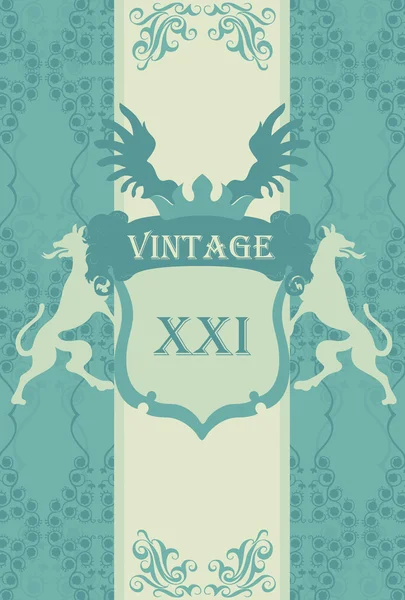 Stemma vettoriale vintage con sfondo aquila su scudo — Vettoriale Stock