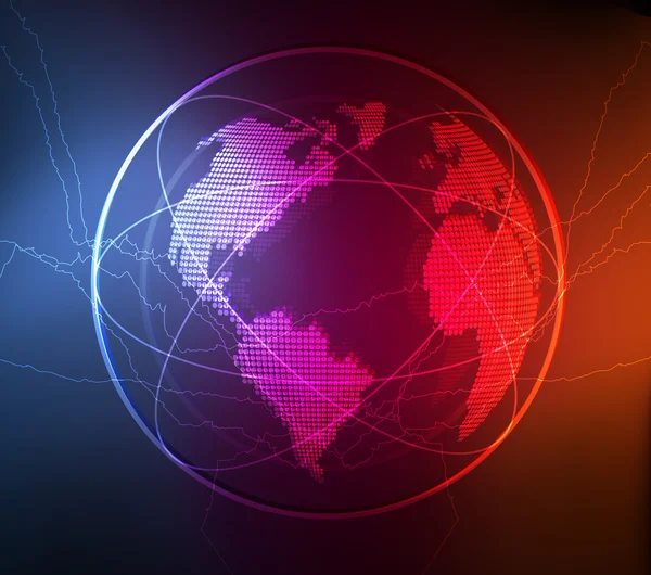 Söt glödande neon ljus bakgrund illustration av världen — Stock vektor