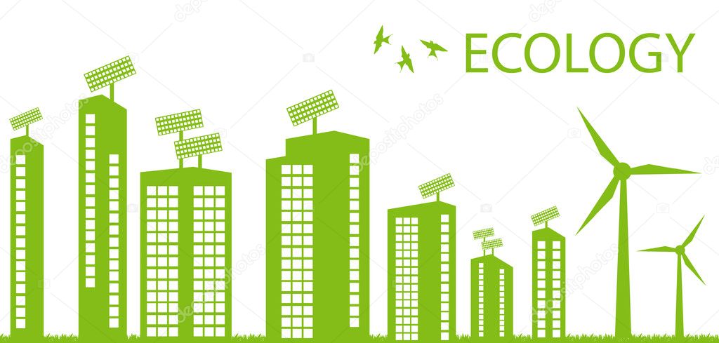 Green Eco city ecology vector background