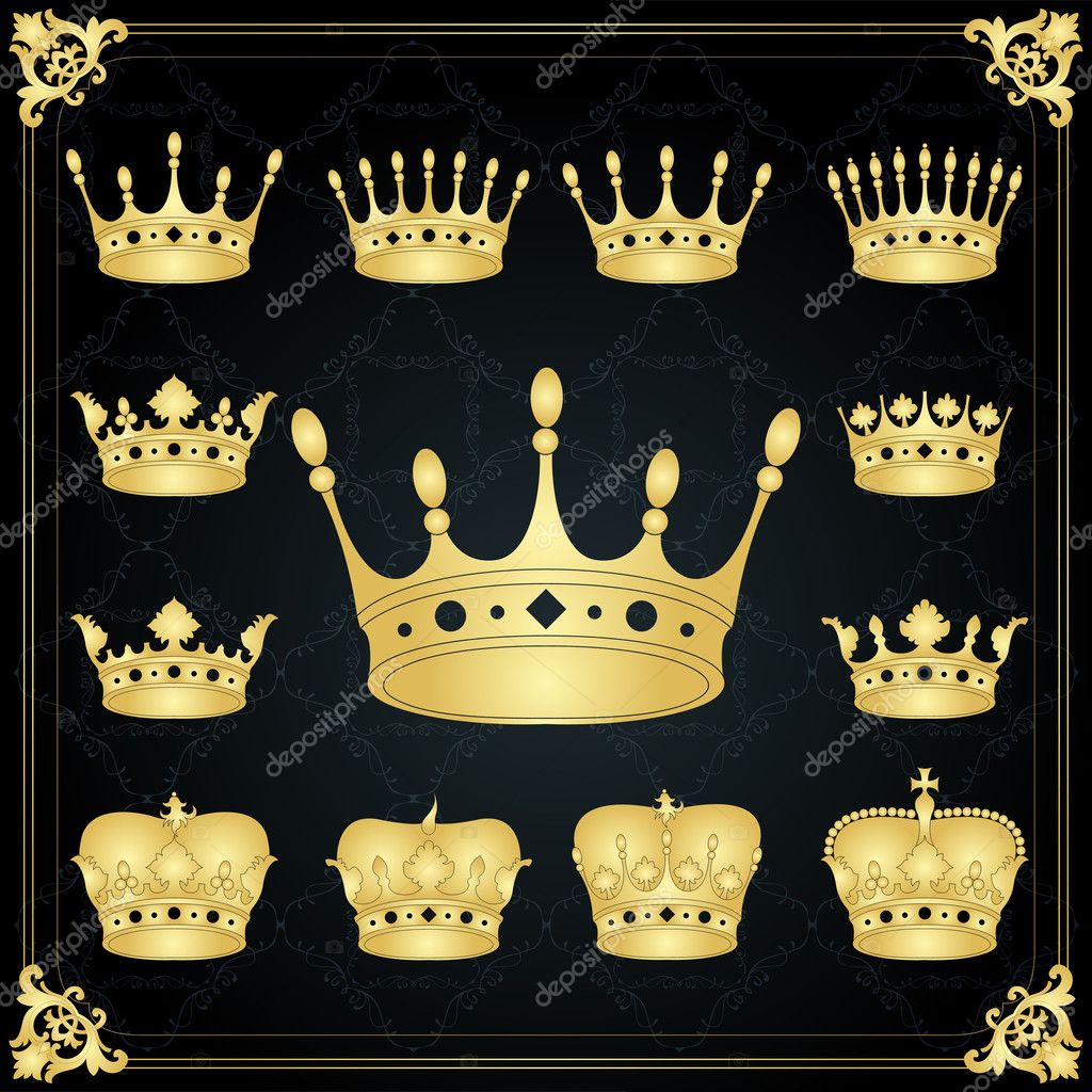 Vintage golden royal coat of arms elements illustration Stock ...