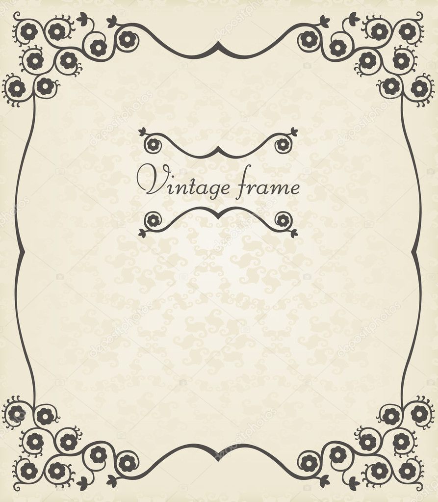 Vintage vector decorative frame for book cover or card background