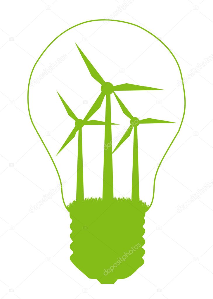 Light bulb and eco symbol inside. Alternative energy concept vector