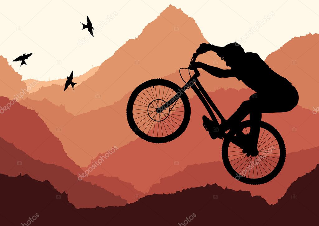 Cute professional trial mountain bike illustration