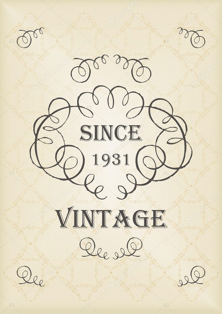 Vintage vector decorative frame for book cover or card background