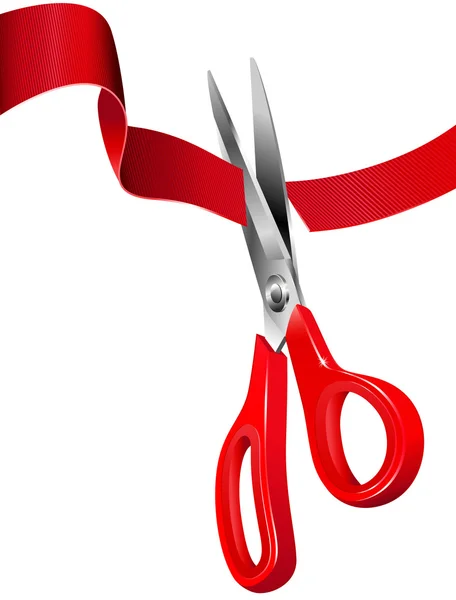 Cortar la cinta roja — Vector de stock