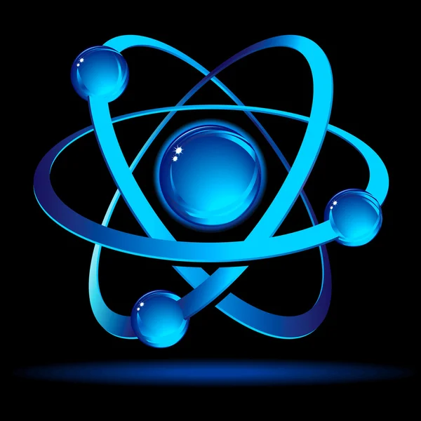 Atom on a black background — Stock Vector