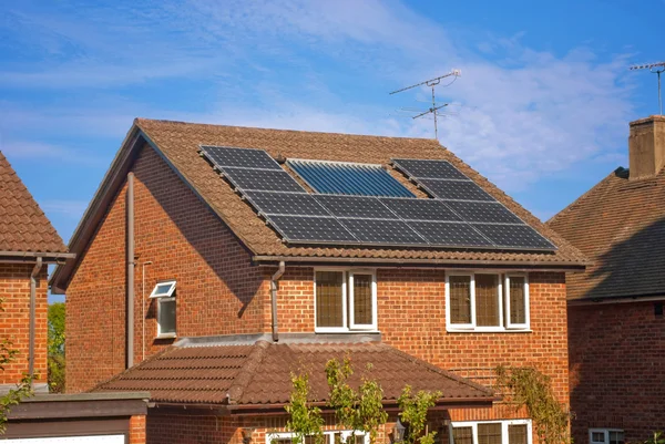 Stock image Solar panels on house