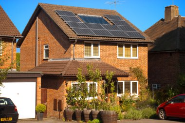 Solar panels on house clipart