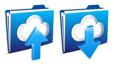 Cloud computing upload and download icons clipart