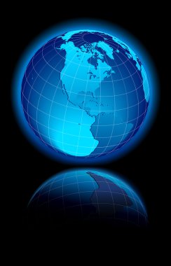 WORLD on a black background Canada, USA and South America clipart