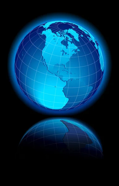 Svět na černém pozadí, Kanada, usa a Jižní Amerika — Stockový vektor