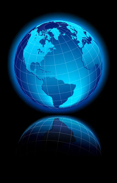世界上黑色背景北和南北美洲、 非洲和欧洲 — 图库矢量图片