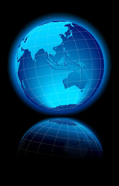Dünya üzerinde bir siyah arka plan Çin, Hindistan, Orta Doğu ve Avustralya — Stok Vektör