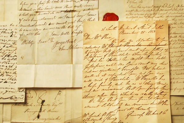 Cartas de fundo do exemplo de 1800 de caligrafia — Fotografia de Stock
