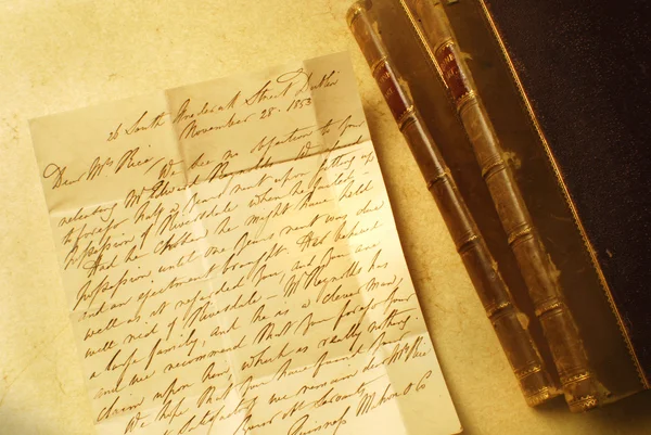 Carta de 1800, exemplo de caligrafia — Fotografia de Stock