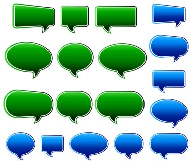 Stylish Green & Blue Speech Bubbles clipart