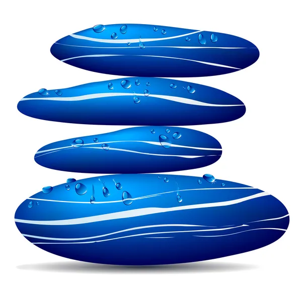 Su damlacıkları ile mavi taş — Stok Vektör