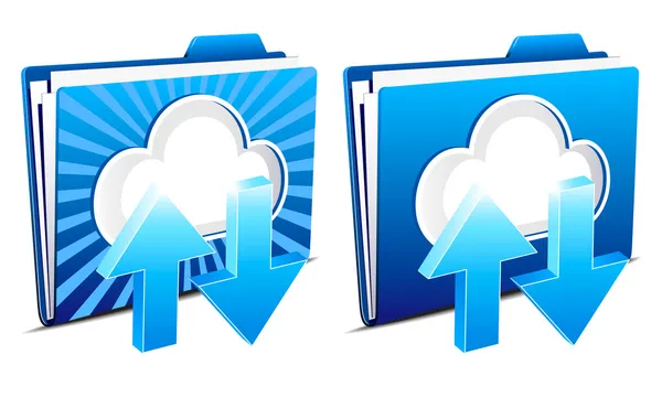 Chmura komputerowych upload i download ikony — Wektor stockowy