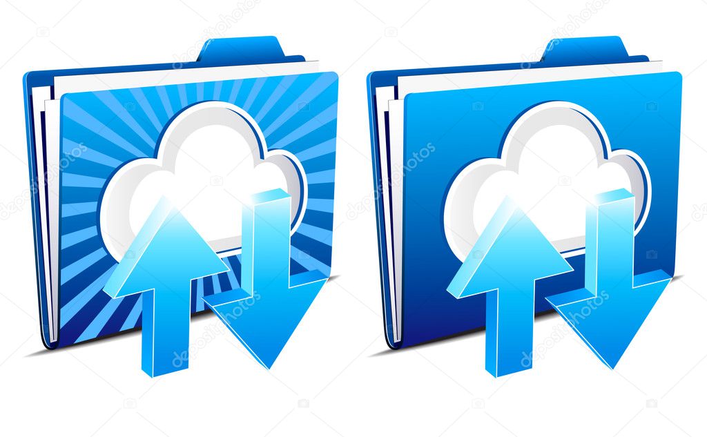 Cloud computing upload and download icons