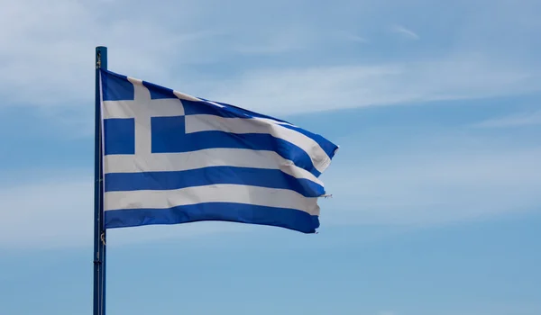 stock image Greek flag in blue sky