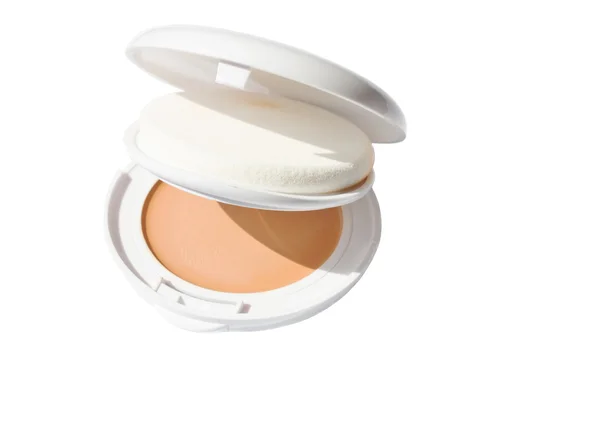 Open face powder with mirror — Stock Photo, Image