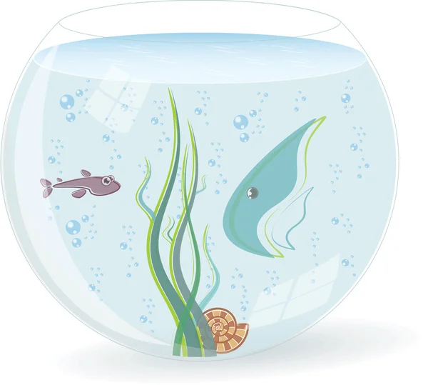 Fishbowl com peixes, ilustração vetorial — Vetor de Stock