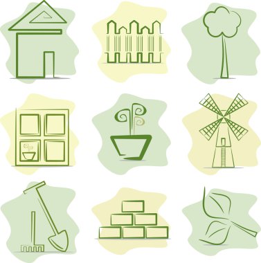 Countryside (icons), vector illustration clipart