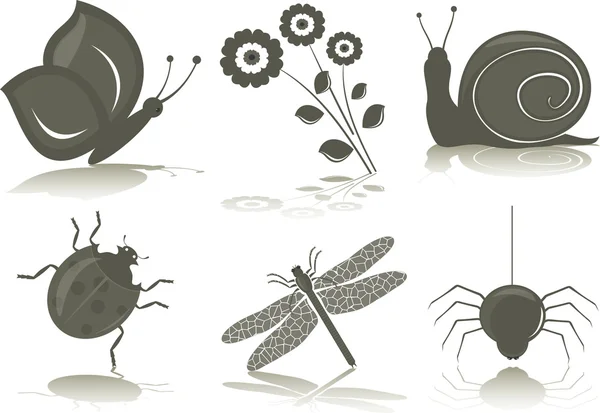 stock vector Isolated icons of insects, vector illustration
