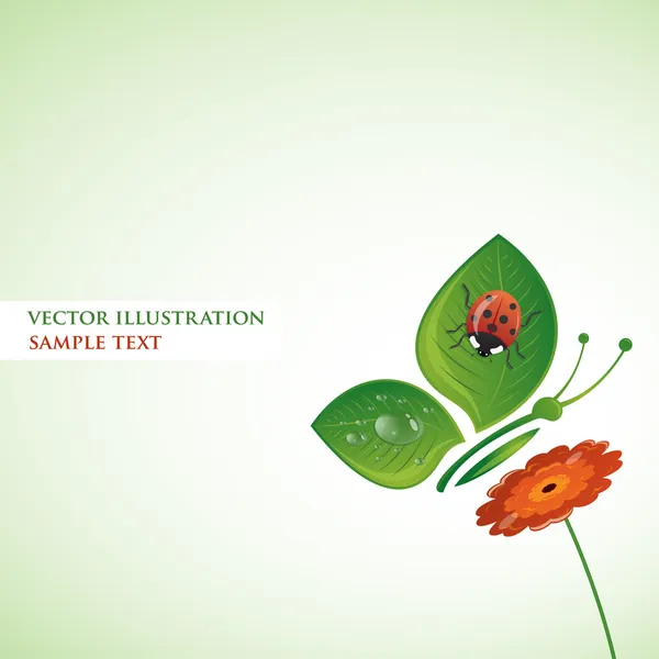 Motýl list na květ, vektorové ilustrace — Stockový vektor