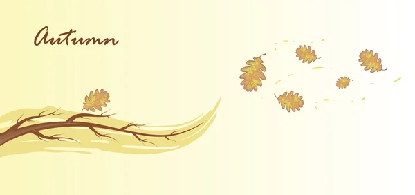 Ramo nudo e foglie di quercia, illustrazione vettoriale — Vettoriale Stock