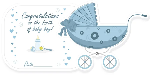 Poussette pour bébé garçon, illustration vectorielle — Image vectorielle