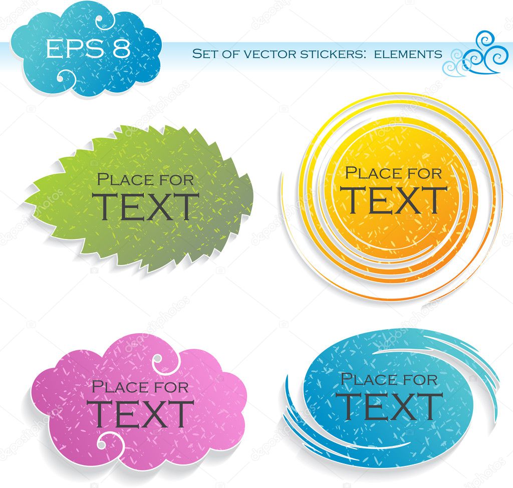 Four elements (stickers), vector illustration
