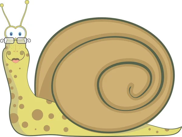 Bespectacled snail, vector illustration — Stock Vector