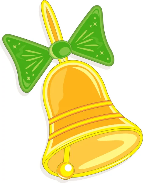 Dzwonek ręczny z zielony łuk, ilustracji wektorowych — Wektor stockowy