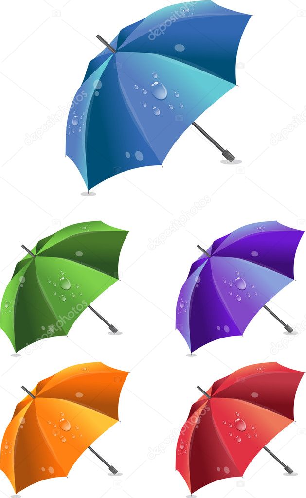 Set of colorful umbrellas, vector illustration