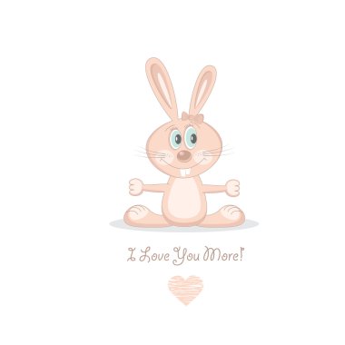 Pink love rabbit, vector illustration clipart