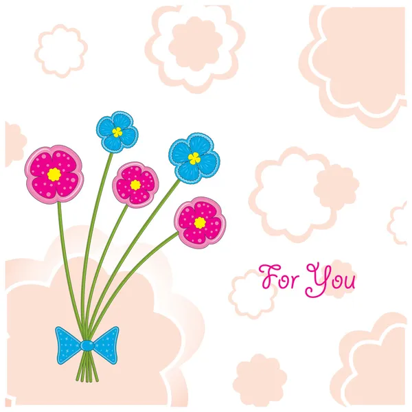 Kartpostal "beş hamuru çiçekler" — Stok Vektör