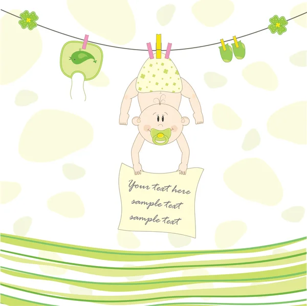 Bebê na corda para secagem, ilustração vetorial — Vetor de Stock