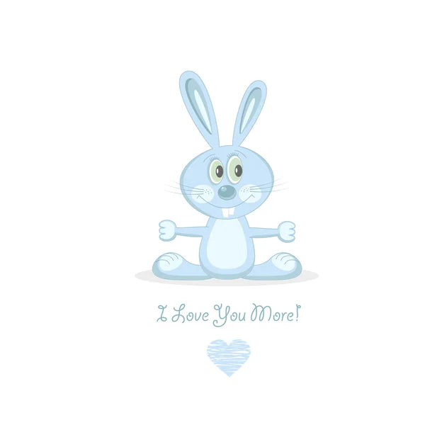 Conejo de amor azul, ilustración vectorial — Vector de stock