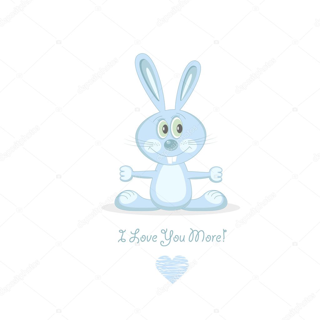 Blue love rabbit, vector illustration