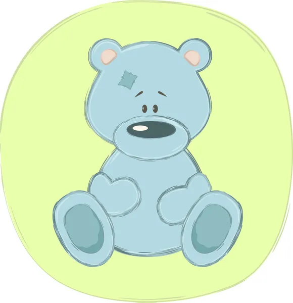 Urso de pelúcia azul (etiqueta), ilustração vetorial — Vetor de Stock