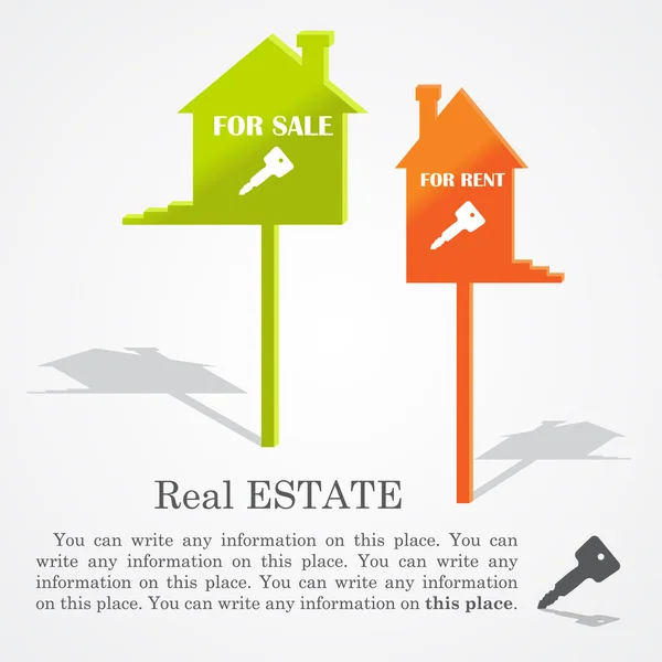 Cartelli di case (vendita e affitto), illustrazione vettoriale — Vettoriale Stock