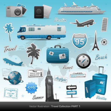 Travel icons and elements clipart