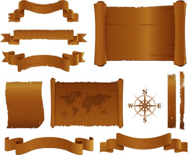 Old parchment and treasure map clipart