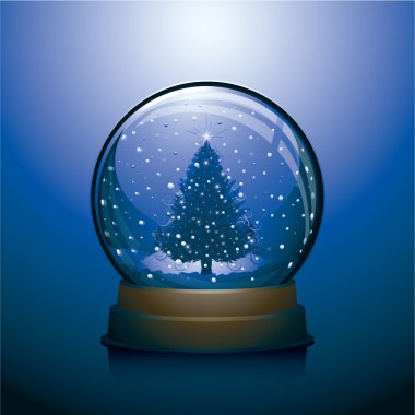 Blue vector Christmas snowglobe clipart