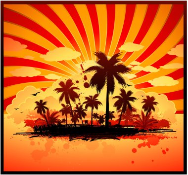 Tropical island background clipart