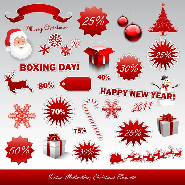 Boxing day karácsonyi termékek — Stock Vector