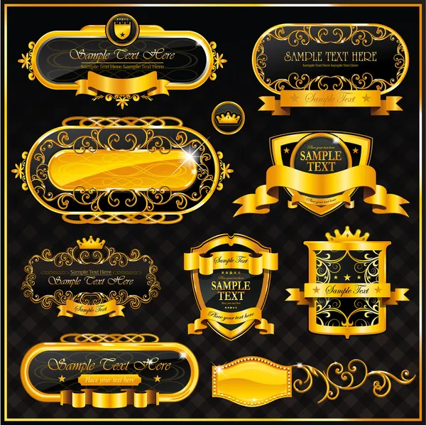 Винтажная золотая рамка на черном — стоковый вектор